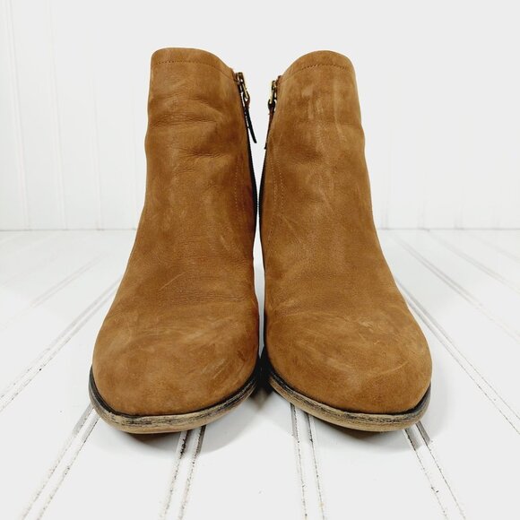 Franco Sarto Disco Ankle Boots Heels Leather Brown H703 - Picture 3 of 13